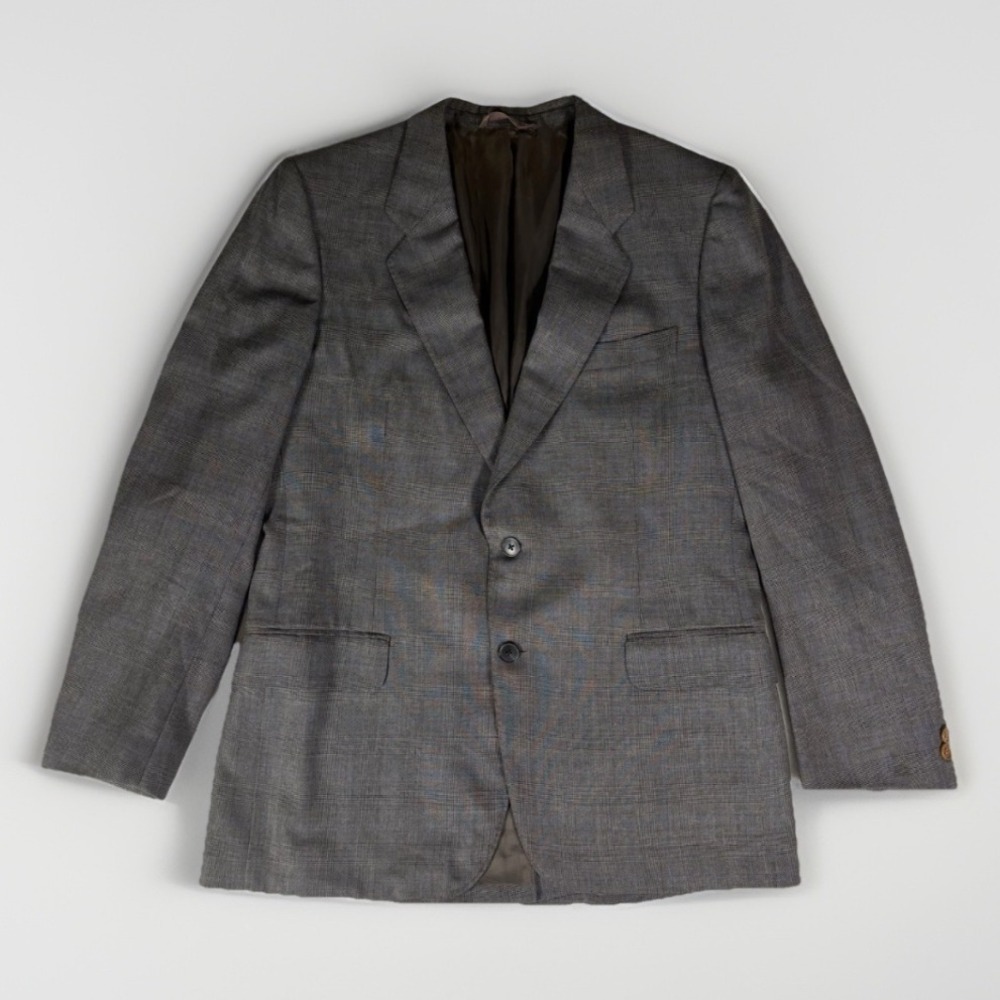 Pierre Balmain Wool Blazer Mens 52 Window‎ Pane Plaid Suit Jacket Made in Italy